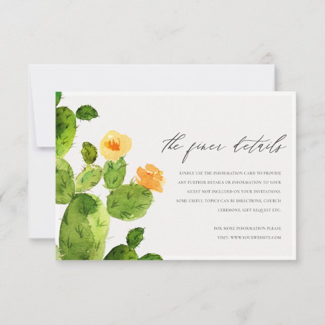 INVITACIÓN INFORMACIÓN DE FLOR DE CACTUS DE ACUARELA VERDE (Anverso)