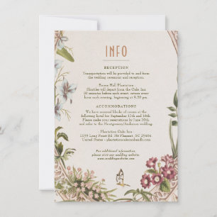 Invitación Información de inserción de boda vintage