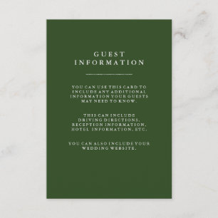 Invitación Información de invitado del Boda Verde de vacacion