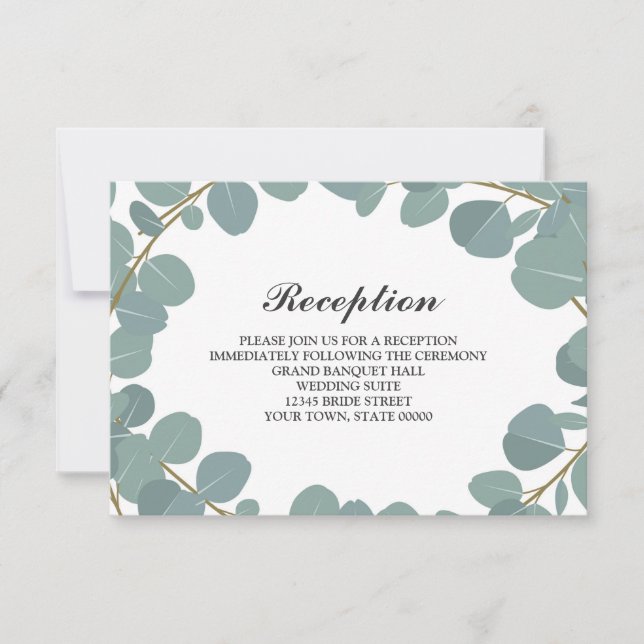 Invitación Información de Recepción de Boda con Verde de Coro (Anverso)