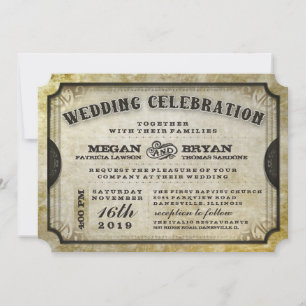 Invitación Información de recepción de la Boda de Ticket de l