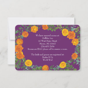 Invitación Información de Rosa de naranja y puño púrpura
