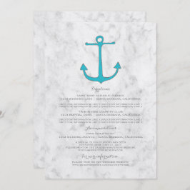 Invitación Información del Boda del Ancla Rústico Turquesa