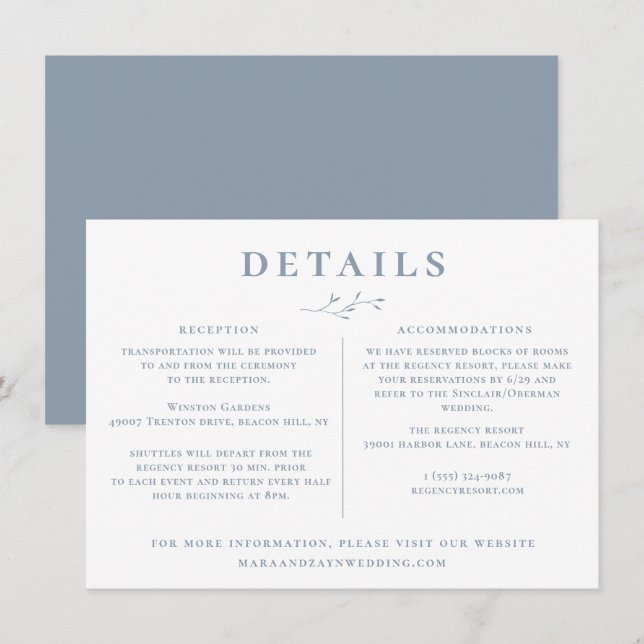 Invitación Información detallada del Boda de la bifurcación a (Anverso / Reverso)