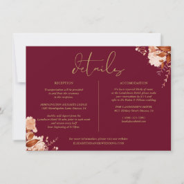 Invitación Información detallada sobre el Boda Floral de oro 