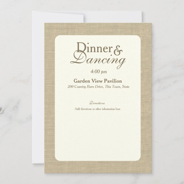 Invitación Información elegante sobre la boda en el país (Anverso)