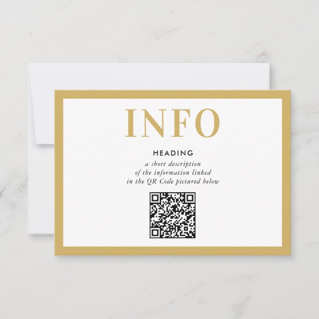 Invitación INFORMACIÓN INSERTAR código QR de oro negro modern (Anverso)