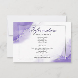 Invitación Información Plata Amethyst Purple Script
