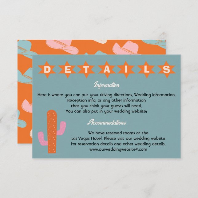 Invitación Información sobre detalles occidentales de Cowboy  (Anverso / Reverso)