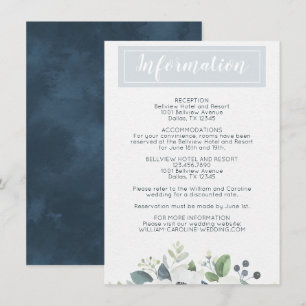 Invitación Información sobre el Boda floral azul anemónico