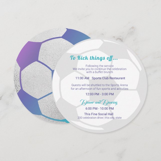 Invitación Información y detalles del Soccer Sport Bar Mitzva (Anverso / Reverso)