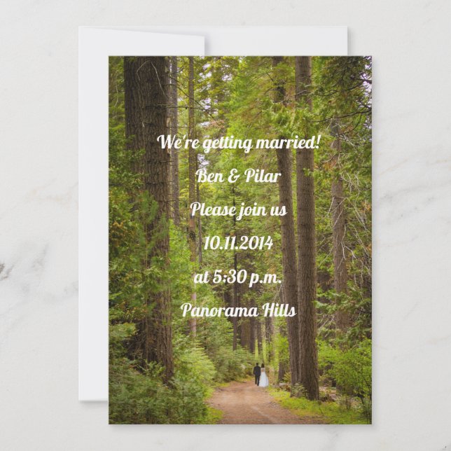 Invitación informal a la boda rústica forestal (Anverso)