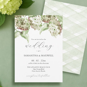 Invitación informal de boda con Hortensia verde