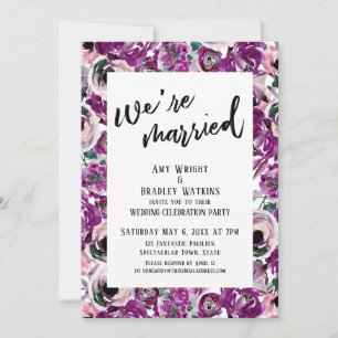 Invitación Informal Estamos Casados Flores Acuarela Rosa Inte
