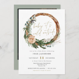 Invitación INGE Scandinavian Winter Wreath Baby Shower