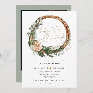 Invitación INGE Scandinavian Winter Wreath Baby Shower