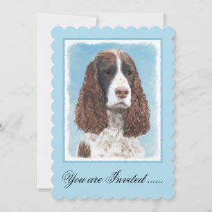 Invitación Inglés Springer Spaniel Pintura Original Perro Art