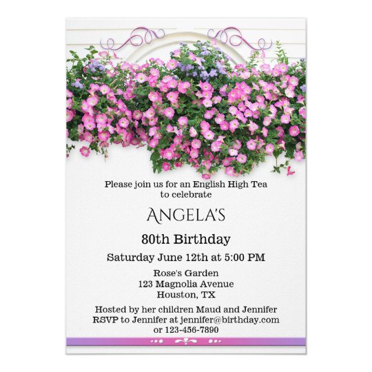 Invitación inglesa floral elegante de la fiesta de