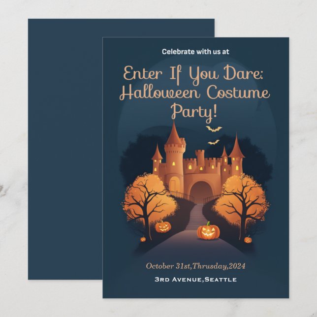 Invitación Ingresa si te atreves a fiesta de disfraces de Hal (Anverso / Reverso)