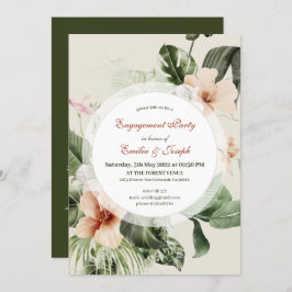 Invitación Inhibisco tropical boho pastel Engagement