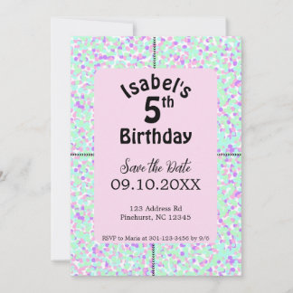 Invitación Iniciación de cumpleaños con lunares para niñas