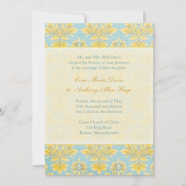Invitación Iniciación del Boda azul de la luz del amortiguado (Anverso)