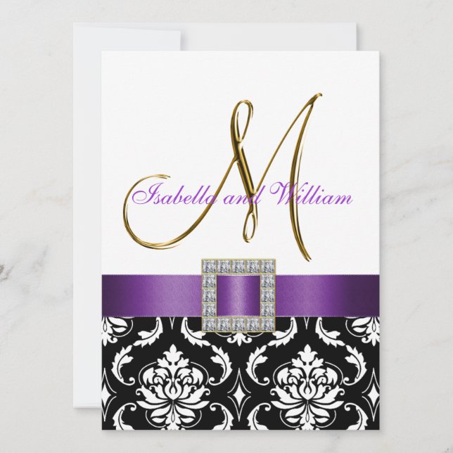 Invitación inicial de matrimonio blanco morado neg (Anverso)