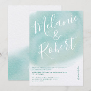 Invitación Iniciales bodas de color turquesa moderno