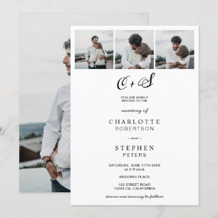 Invitación Iniciales casuales minimalistas modernas 4 bodas d