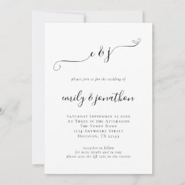 Invitación Iniciales de Código QR de Boda con Letra Elegante