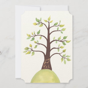 Invitación Iniciales del árbol de acuarela boda talladas en t