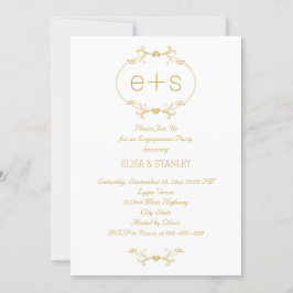 Invitación Iniciales en una fiesta de compromiso de bodas de