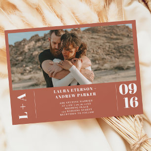 Invitación Iniciales minimalistas de Terracotta 1 boda fotogr
