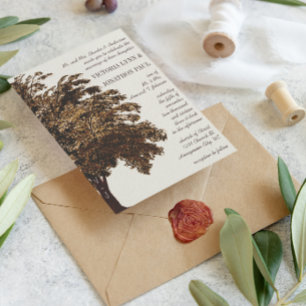 Invitación Iniciales románticas de árbol de amor en Boda tron