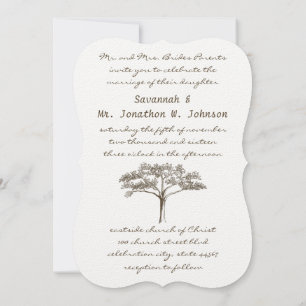 Invitación Iniciales románticas de árbol de amor en Boda tron