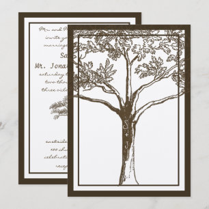 Invitación Iniciales románticas de árbol de amor en Boda tron