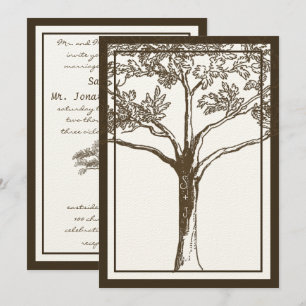Invitación Iniciales románticas de árbol de amor en Boda tron