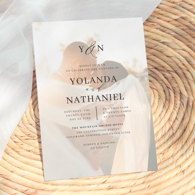 Invitación Iniciales simples Boda de fotografía de caligrafía (Subido por el creador)