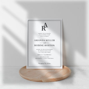 Invitación Iniciales simples Boda Minimalista elegante