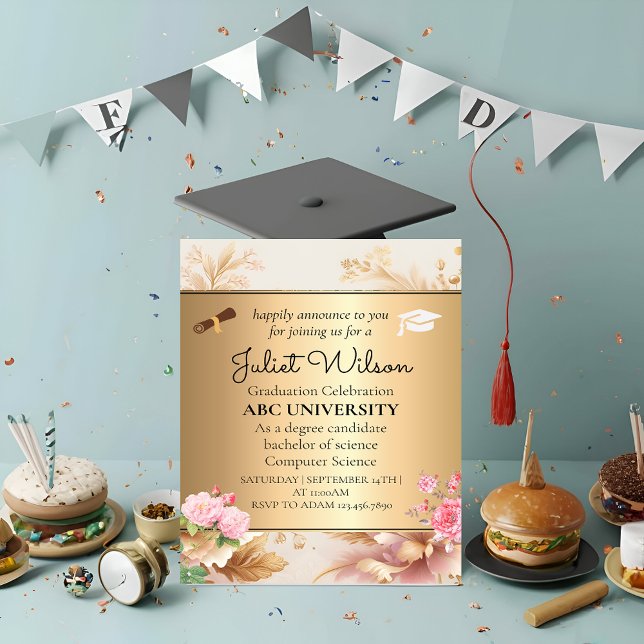 Invitación inicio de la graduación universitaria de damask (Subido por el creador)