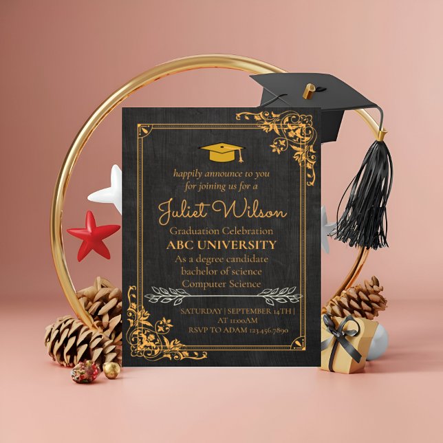 Invitación inicio de la graduación universitaria marrón (Subido por el creador)