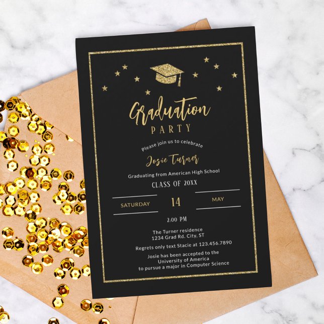 Invitación Inicio de la tapa de purpurina y fiesta de graduac (Subido por el creador)