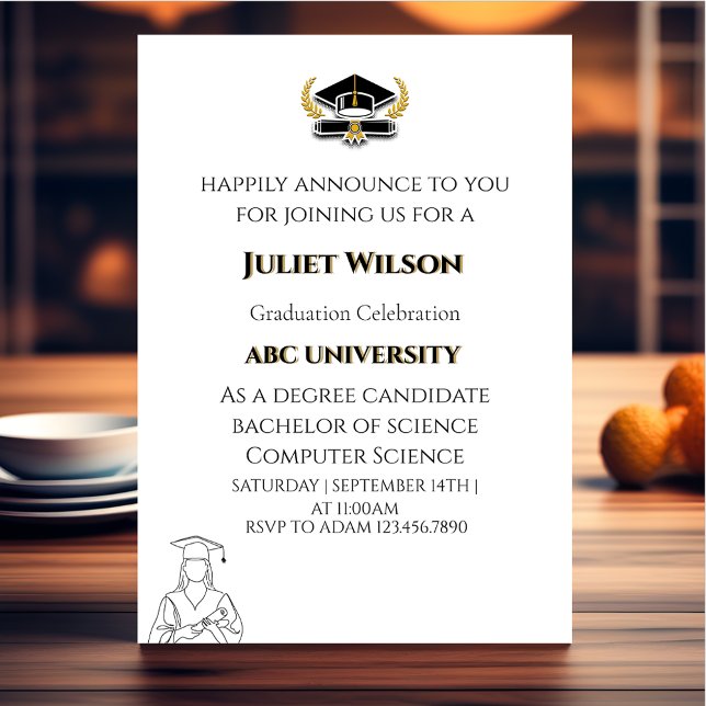 Invitación inicio elegante de la graduación universitaria sim (Subido por el creador)