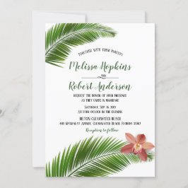 Invitación Inivaciones de Bodas florales tropicales de hojas 