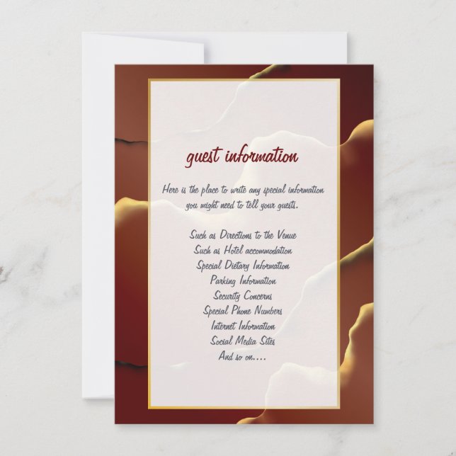Invitación Inky Earthtone Red Abstract Sorprendente Fab Boda (Anverso)