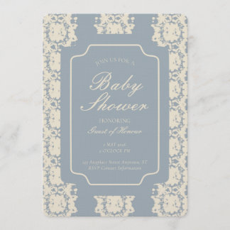 Invitación Inky Gender Neutral Geometric Stripe Blue Beige