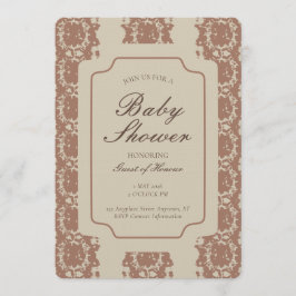 Invitación Inky Género Neutral Franja Geométrica Marrón Beige