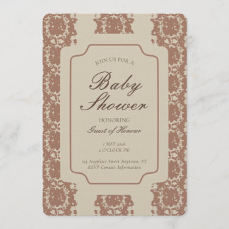 Invitación Inky Género Neutral Franja Geométrica Marrón Beige