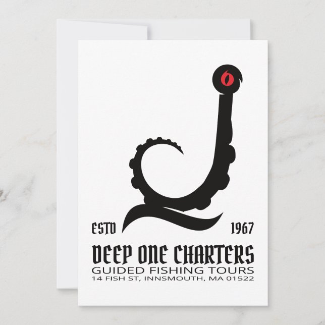 Invitación Innsmouth Fishing Tours Cthulhu Lovecraft (Anverso)