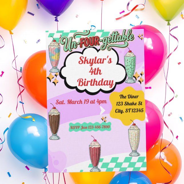 Invitación Inolvidable, Batido Retro Cumpleaños 4 (Subido por el creador)